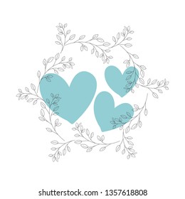 garland of heart with flowers isolated icon