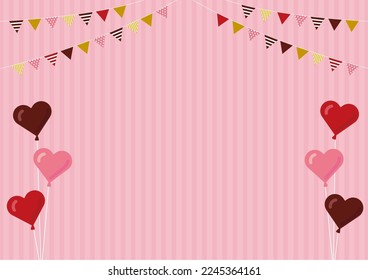 Garland and heart-shaped balloon Valentine's Day background material pink stripes