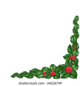 Garland From Holly Berry, Isolated On White Background, Vector Illustration