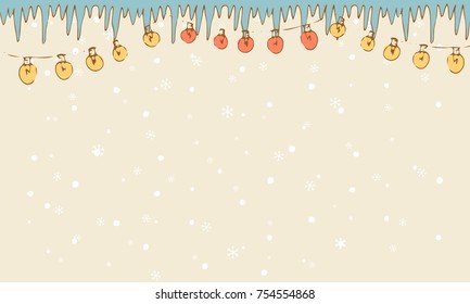 Garland and icicles. Postcard for text