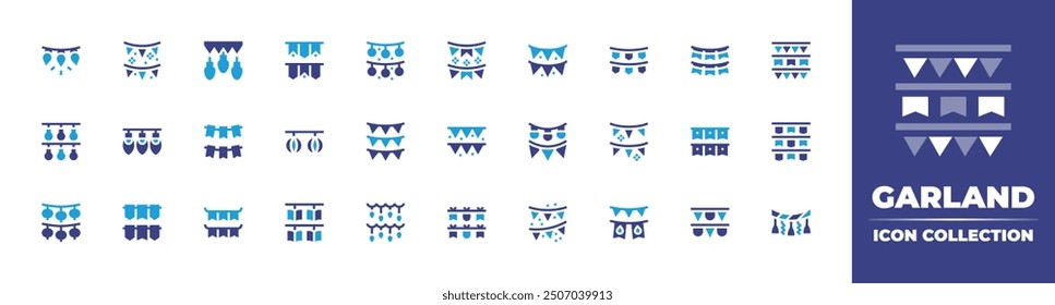 Garland icon collection. Duotone color. Vector illustration. Containing garland, garlands, lights, light.
