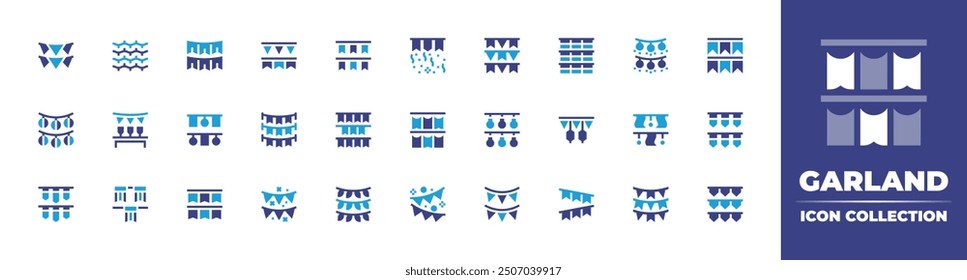 Garland icon collection. Duotone color. Vector illustration. Containing garland, garlands, lights, christmaslights, fair, bunting, party.