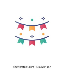 garland icon flat style vector design full color. isolated on white background
