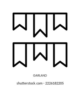 garland icon. Line Art Style Design Isolated On White Background