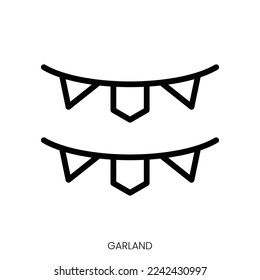 garland icon. Line Art Style Design Isolated On White Background