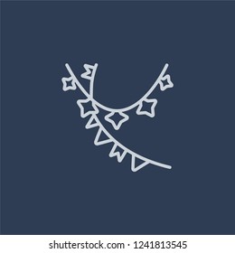 Garland icon. Garland linear design concept from Birthday and Party collection. Simple element vector illustration on dark blue background.