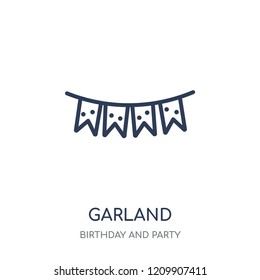 Garland icon. Garland linear symbol design from Birthday and Party collection. Simple outline element vector illustration on white background.