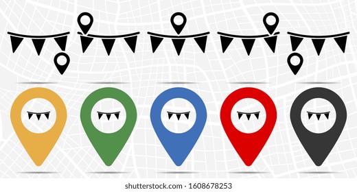 Garland icon in location set. Simple glyph, flat illustration element of christmas theme icons