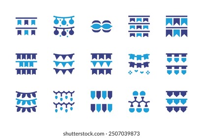 Garland icon set. Duotone color. Vector illustration. Containing garlands, garland, mardigras, lights, christmaslights, light, lightbulbs.