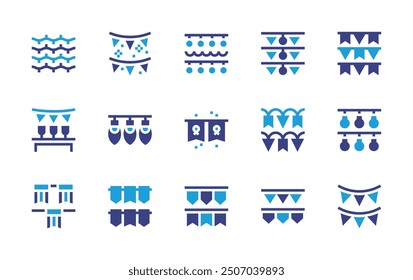 Garland icon set. Duotone color. Vector illustration. Containing garlands, garland, lights, bunting, party.