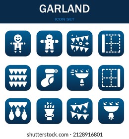 Garland-Symbol-Set. Illustrationen mit Vektordünnen im Zusammenhang mit Lebkuchen, Lebkuchen und Garland