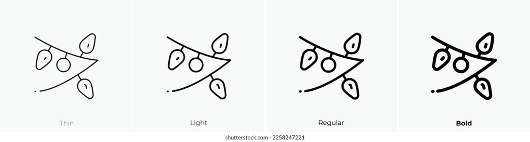 garland icon. Thin, Light Regular And Bold style design isolated on white background