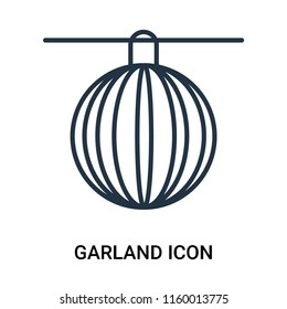 Garland icon vector isolated on white background, Garland transparent sign , outline linear symbol or thin lined pictogram