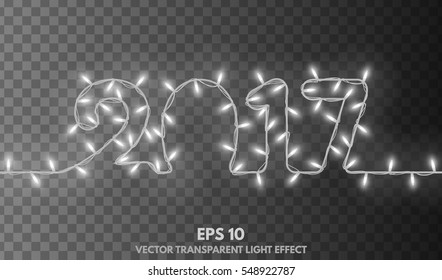 Garland isolated on a transparent background. The concept of New Year 2017. Vector Illustration for your Projects summary.