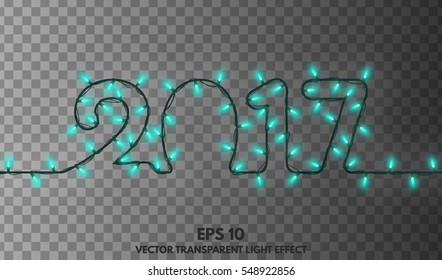 Garland isolated on a transparent background. The concept of New Year 2017. Vector Illustration for your Projects summary.