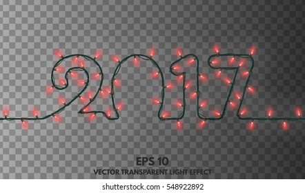 Garland isolated on a transparent background. The concept of New Year 2017. Vector Illustration for your Projects summary.
