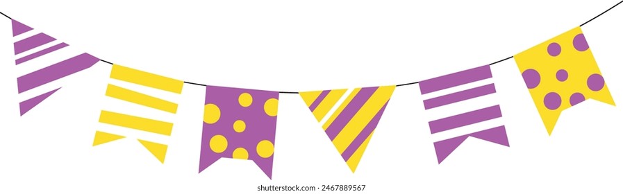 Garland isolated on white background. Party flags for decoration birthday, carnival, party and festival.