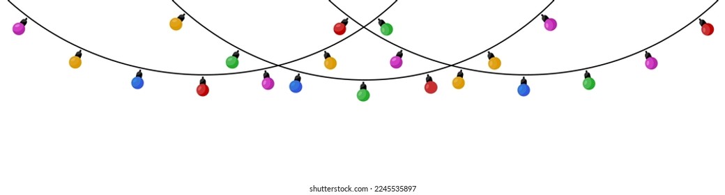 Garland lamp isolated. Christmas and New Year background. Holiday banner design. Vector illustration.