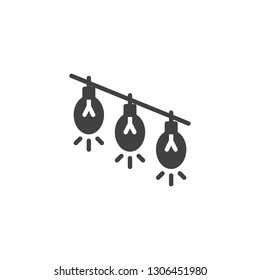 Garland lamp vector icon. filled flat sign for mobile concept and web design. Glowing light bulbs garlands simple solid icon. Symbol, logo illustration. Pixel perfect vector graphics