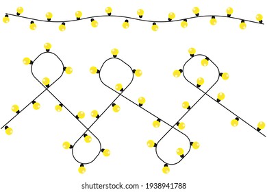 garland lamps yellow. Light vector illustration. Holiday gift background. Stock image. EPS 10.