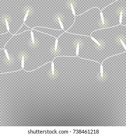 Garland light, Christmas decoration on a transparent background