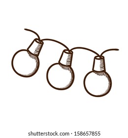 Garland of lights or balls. Christmas and New year design element isolated on white