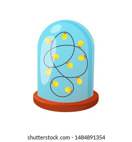Garland lights in a glass dome.