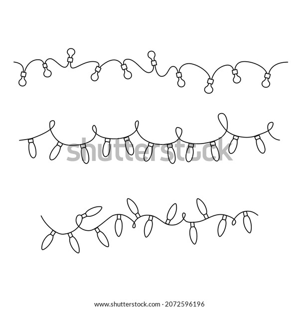 Garland Lights Set Hand Drawn Vector Stock Vector (Royalty Free ...