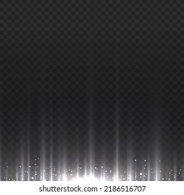 Garland lights white glitter hanging vertical lines holiday background. Dust rain falls down. Shiny sparkle tinsels celebration design. Silver garlands glitter with light effect. Vector illustration.