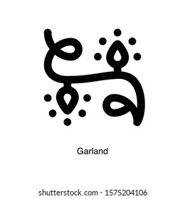 Garland linear icon vector on white background. Black icon illustration.