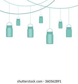 Garland with mason jars. Vector illustration.