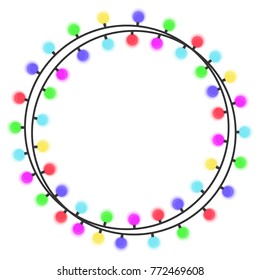 Garland with multi-colored light bulbs on a white background. Vector illustration.