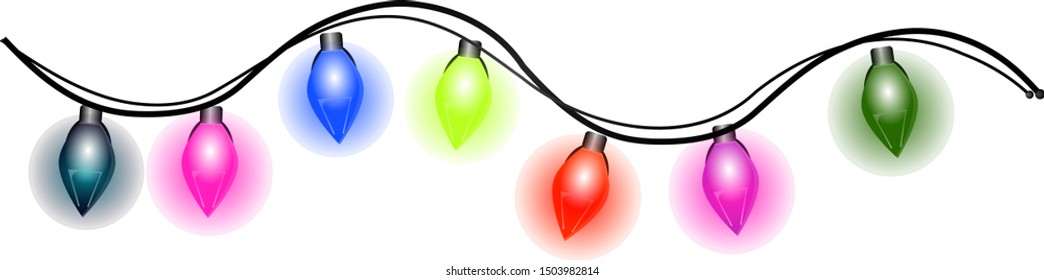 Garland of multi-colored luminous bulbs in the design of a night ceremony or Christmas tree decoration. Lamp for outdoor lighting in the garden at night. Create a romantic atmosphere.