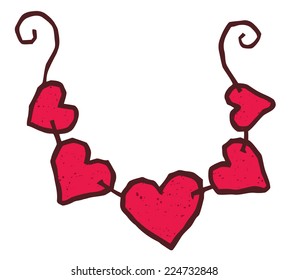 garland or necklace of red hearts  - vector icon