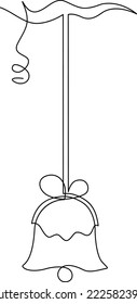 Garland of New Year and Christmas decorations for home or Christmas tree. Continuous line drawing. Vector illustration