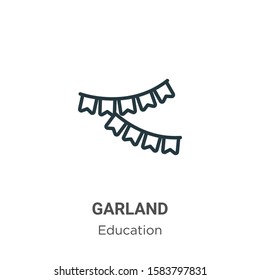 Garland outline vector icon. Thin line black garland icon, flat vector simple element illustration from editable graduation and education concept isolated on white background