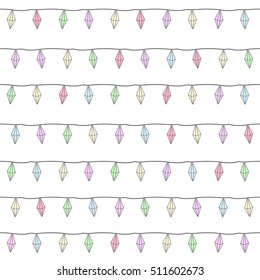 Garland pattern. Christmassy seamless background. 