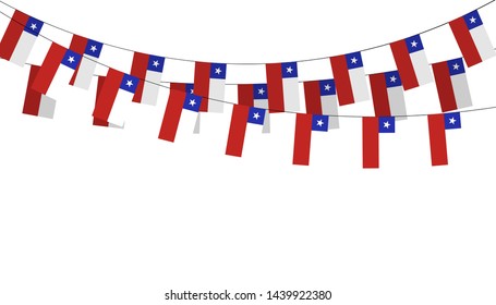 Garland, pennants on a rope for party, carnival, festival, celebration. For National Day of Chile on August 18 