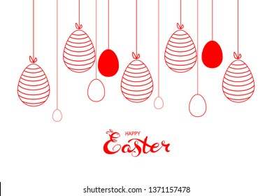 garland from red Easter egg decorative beautiful background for the invitation, a banner, a card for congratulations since happy Easter