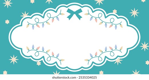 Garland and ribbon card design ( vector design banner Christmas retro girly cute vintage winter text frame decoration invitation )
