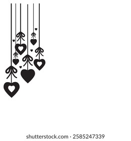 Garland of a set of hearts for Valentine's Day. Flat isolated vector picture with minimalistic pattern for love, romance, party, holiday card, badge or print.