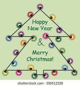 Garland in the shape of a Christmas tree with the inscription congratulation