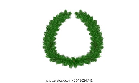 Garland of spruce branches. Christmas holiday decorations, realistic live fir tree effect with decorations for poster banners, png vector.