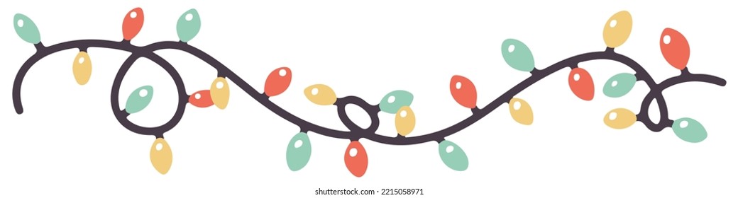 Garland string. Christmas lights. Cute decorative element. Vector illustration.