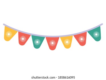 garland with suns on white background vector illustration design