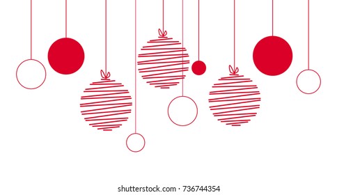 garland from ten red New Year's spheres decorative beautiful background for the invitation, a banner, a card for congratulations since happy New Year