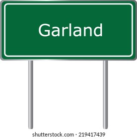 Garland, Texas,  road sign green vector illustration, USA city
