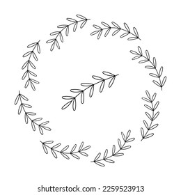 Garland tercero de una rama abstracta. Ilustración del vector Doodle.