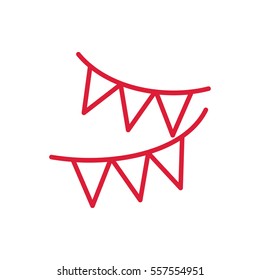 garland triangular flags decoration line icon