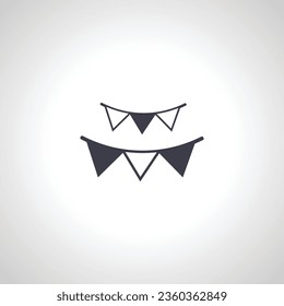 garland of triangular flags icon. Party triangular garlands isolated icon on white background